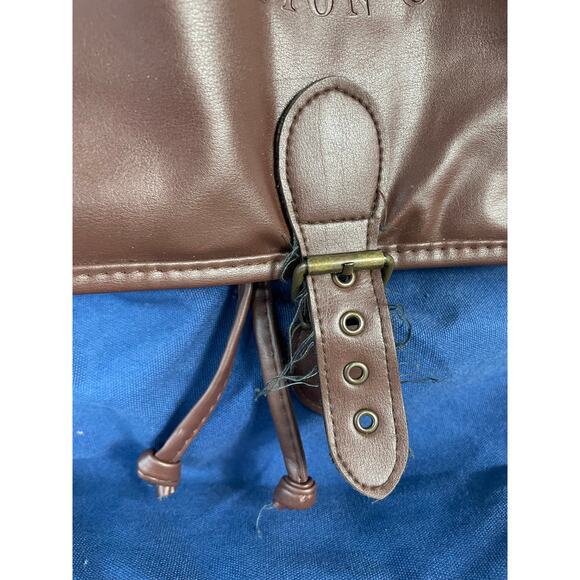 Disney Vacation Club Blue Brown Canvas Leather Backpack Rucksack Logo DVC Bag - Picture 5 of 12